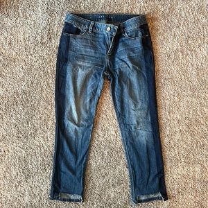 White House Black Market Straight Denim Jeans with a Tuxedo Stripe